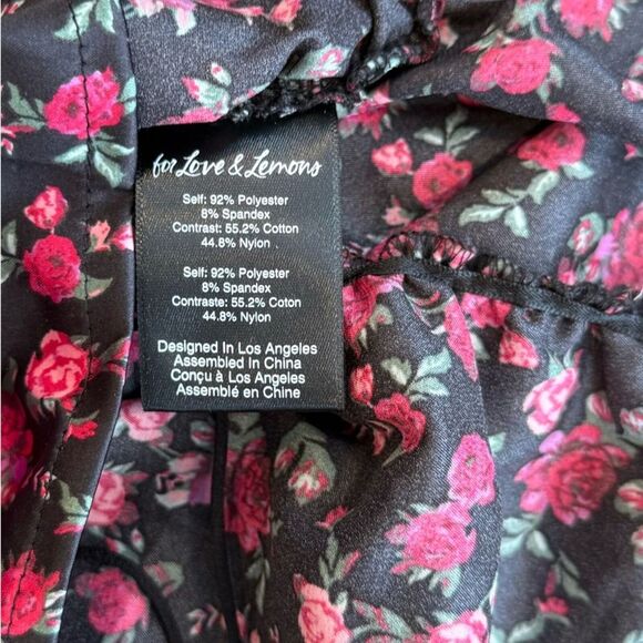 For Love & Lemons Melrose Black Floral Mini Dress L Coquette Sexy Valentines LBD - Picture 10 of 16